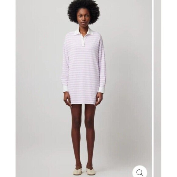 ATM Dresses & Skirts - ATM Stripe LS Polo Dress Pink White XL​​